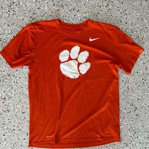 Nike Orange Clemson Tigers Dri-Fit Tee with White Paw and Swoosh